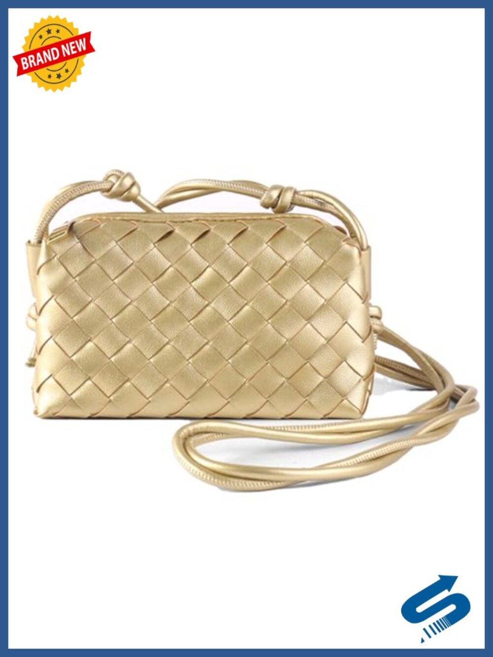 Woven Vegan Leather Crossbody Bag, Small Shoulder Purse